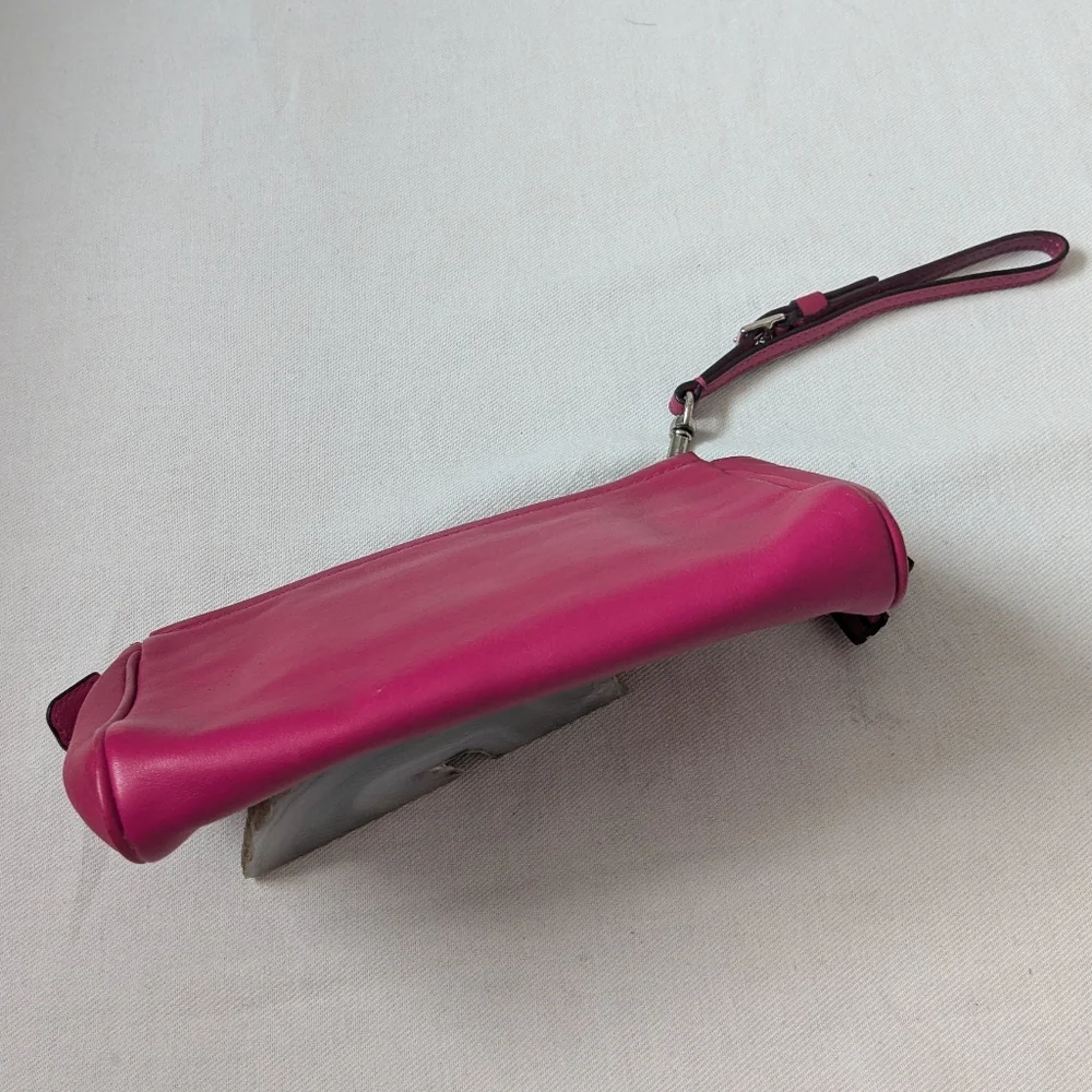 Coach Legacy Smooth Leather Tassel Wristlet Fuchsia Pink